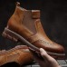 Men Retro Soft Classic Brogue Leather Chelsea Ankle Boots Men Retro Soft Classic Brogue Leather Chelsea Ankle Boots