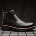 Men Retro Soft Classic Brogue Leather Chelsea Ankle Boots Men Retro Soft Classic Brogue Leather Chelsea Ankle Boots