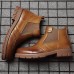 Men Retro Soft Classic Brogue Leather Chelsea Ankle Boots Men Retro Soft Classic Brogue Leather Chelsea Ankle Boots