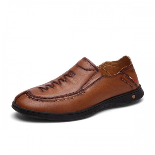 Men Casual Business Hand Stitching Slip On Leather Oxfords Shoes Men Casual Business Hand Stitching Slip On Leather Oxfords Shoes