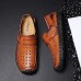 Men Breathable Hollow Outs Genuine Leather Hook Loop Oxfords Casual Shoes Men Breathable Hollow Outs Genuine Leather Hook Loop Oxfords Casual Shoes
