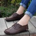 Men Soft Leather Breathable Hollow Out Oxfords Lace Up Walking Shoes Men Soft Leather Breathable Hollow Out Oxfords Lace Up Walking Shoes