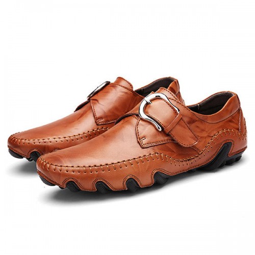 Men Casual Soft Hook Loop Genuine Leather Oxfords Men Casual Soft Hook Loop Genuine Leather Oxfords