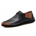Hand Stitching Splicing Genuine Leather Casual Soft Oxfords