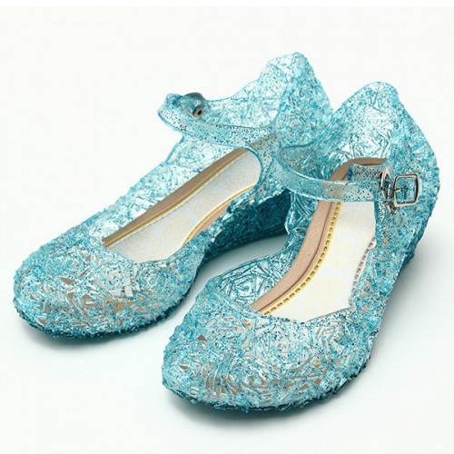 Frozenly Elsa Princess Crystal Hole Sandals Girls Cosplay Girl Shoes Blue Frozenly Elsa Princess Crystal Hole Sandals Girls Cosplay Girl Shoes Blue
