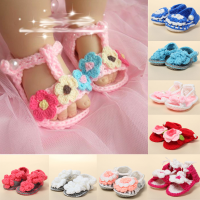 Baby Toddler Handmade Sandals Crochet Knit Flower Shoes
