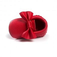 Baby Bowknot Tassel Pure Color Breathable Soft Sole First Walking Shoes