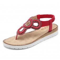 Bohemian Rhinestone Bead Flat Sandals Casual Holiday Lady Sandals