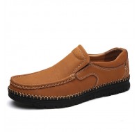 Men Casual Slip On Genuine Leather Moc Toe Oxfords