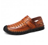 Men Breathable Hollow Outs Genuine Leather Hook Loop Oxfords Casual Shoes